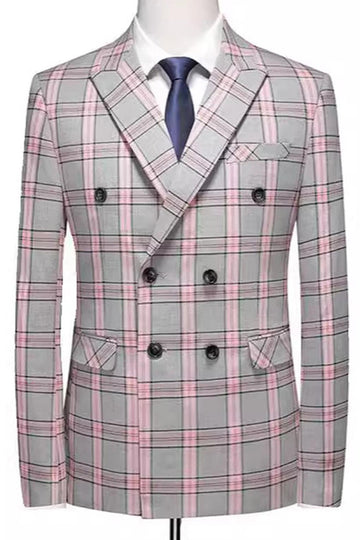 Pinkish Gray Striped 2 Pieces Peaked lapel Men's Prom Suits